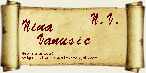 Nina Vanušić vizit kartica